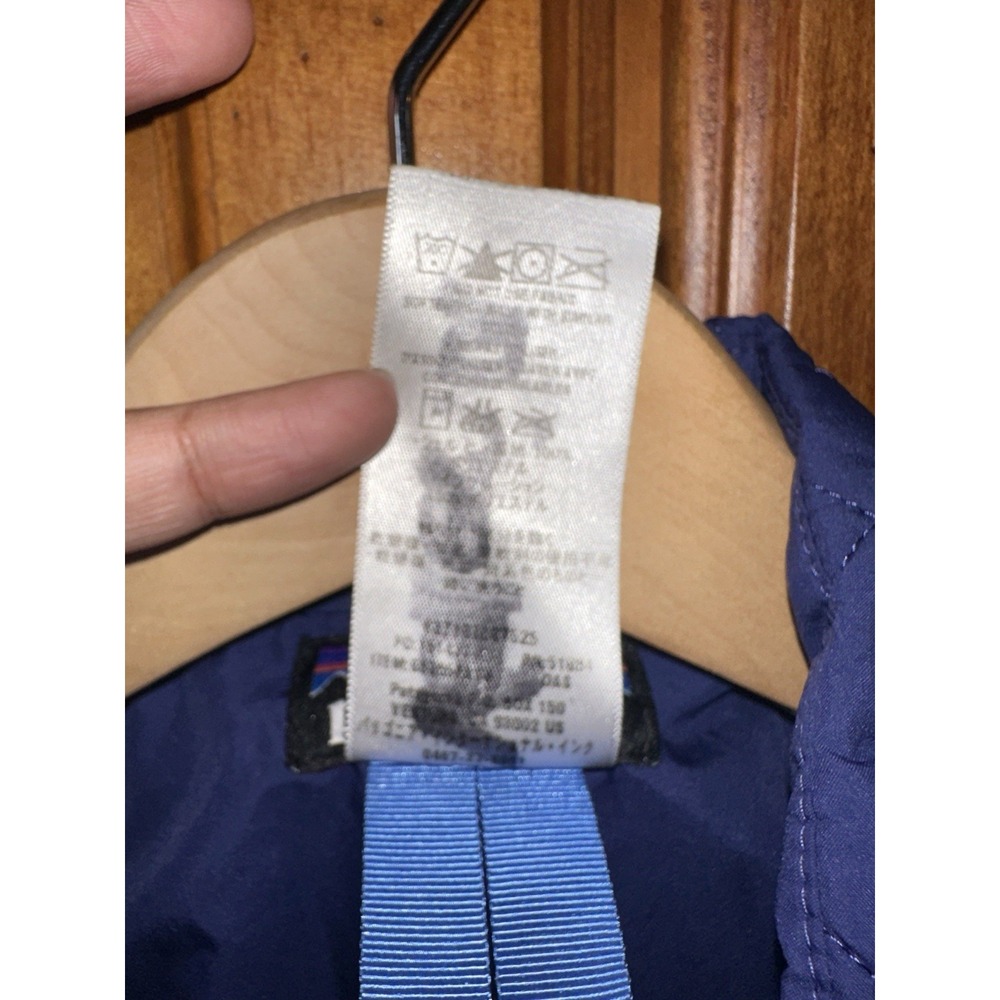 Patagonia Girl's M Sweater Jacket Quilted Chevron Blue Full Zip Coat Outdoor - Picture 4 of 11